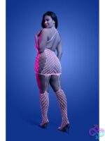 Metamorphic Glow-in-the-Dark Bodystocking Dress Queen Size – White/Pink - Image 3