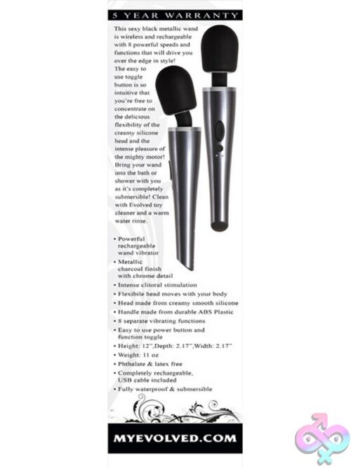 Mighty Metallic Wand – Rechargeable Massager In Charcoal Black - Image 2