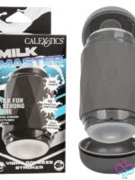 Dual-ended gray silicone vibrating squeeze stroker by California Exotic Novelties