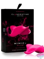 Mimic Plus palm-fit flat vibrator massager in magenta body-safe silicone by Clandestine