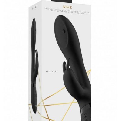 Mira spinning G-spot rabbit vibrator in black medical-grade silicone by Shots Toys