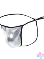 Silver mirror-finish G string for men in polyester by Male Basics
