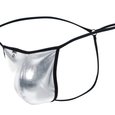 Silver mirror-finish G string for men in polyester by Male Basics