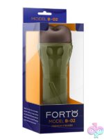Ultra-realistic brown TPE stroker with textured tunnel and adjustable suction by Forto