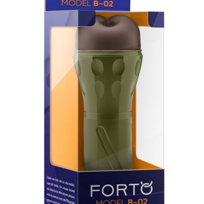 Ultra-realistic brown TPE stroker with textured tunnel and adjustable suction by Forto