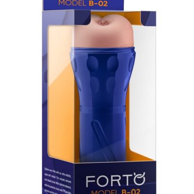 Ultra-realistic beige TPE stroker with textured tunnel and adjustable suction by Forto
