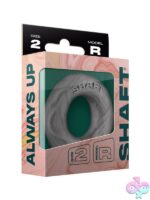 Shaft Model R liquid silicone c-ring in gray Size 2 on neutral background