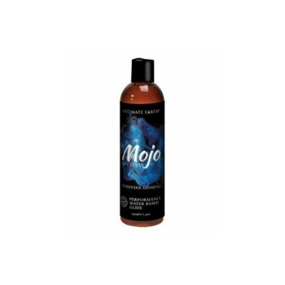 Intimate Earth Mojo Peruvian Ginseng water-based performance glide 4 oz brown bottle by Intimate Earth