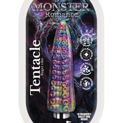 Purple tentacle silicone finger sleeve vibrator with rechargeable bullet by Hott Products