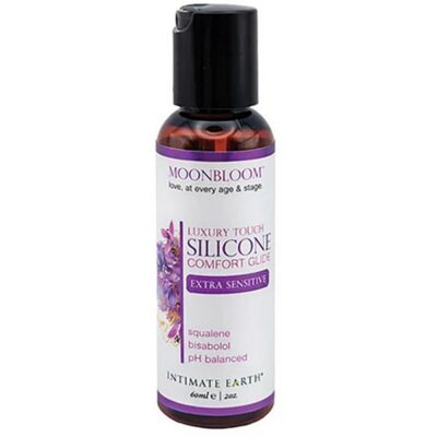 Moonbloom Silicone Comfort Glide 2 oz clear bottle for sensitive skin by Intimate Earth