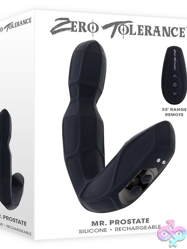 Discreet-Toys-Mr-Prostate-Nu-Ze-Rs-6633-2 Deeply Textured Black Silicone Prostate Vibrating Massager With Remote Control By Zero Tolerance Toys