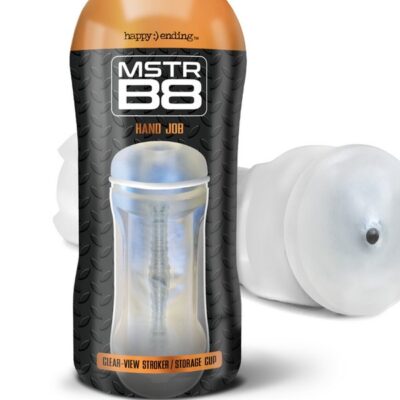 Clear-view TPE stroker cup with suction control and hang cord by Happy Ending