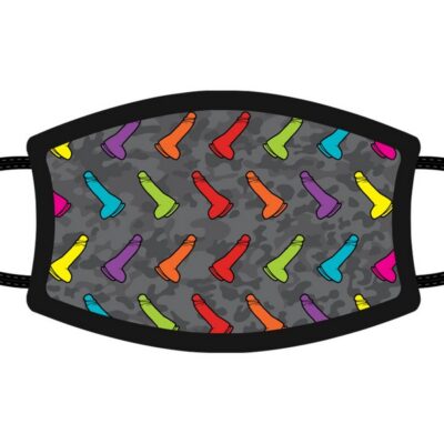 Gray 3-ply novelty face mask with multicolor print by Wood Rocket