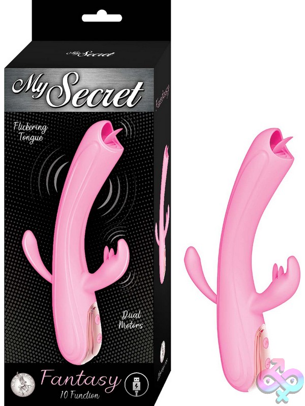 Discreet-Toys-My-Secret-Fantasy-Pink-Nu-Nw3185-1 Pink Triple-Zone Flickering Tongue Rabbit Vibrator With Dual Motors By Nasstoys