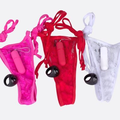 My Secret vibrating bullet lace panty set with ring remote in pink by Screaming O