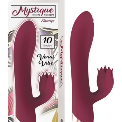 Mystique Venus Vibe dual-motor rabbit vibrator in eggplant purple silicone by Nasstoys