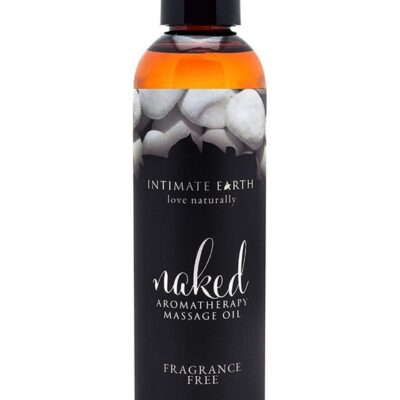 Intimate Earth Naked Massage Oil 120 ml orange bottle fragrance-free formula by Intimate Earth