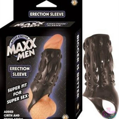 Thick penis sleeve in black — Maxx Men Erection Sleeve by Nasstoys, phthalate-free and waterproof