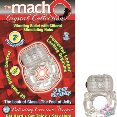 The Macho Crystal Collection Pulsating Erection Keeper Clear by Nasstoys vibrating cock ring