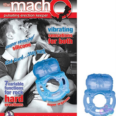 The Macho Pulsating Erection vibrating cock ring in blue silicone by Nasstoys