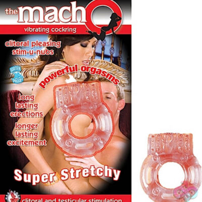 The Macho Vibrating Cock Ring by Nasstoys — clear stretchy vibrating ring with clitoral stimulation nubs