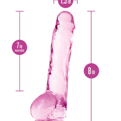 Naturally Yours 8 Inch Crystalline Dildo in amethyst by Blush — suction cup base, harness compatible