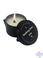 Naughty Notes warming massage candle black tin with vanilla crème scent by Kama Sutra