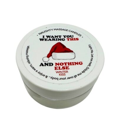 White I Want You soy massage candle in Winter Spice scent by Kama Sutra