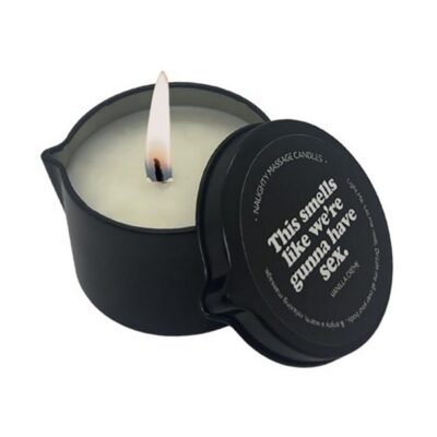 Vanilla crème warming massage candle in black pour-spout tin by Kama Sutra