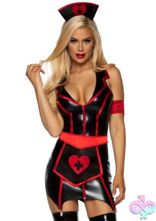 Naughty Nurse Costume - X-Large - Black/Red - Image 2