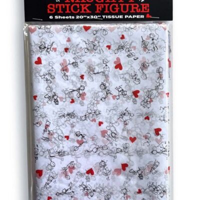 Cheeky stick figure tissue paper in gray by Little Genie, 6 sheets for naughty gift wrapping