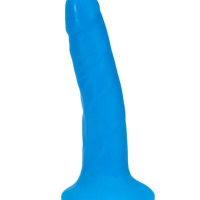 Neo Elite 6 Inch Dual Density Cock Neon Blue by Blush — realistic dual-density silicone dildo with suction cup base