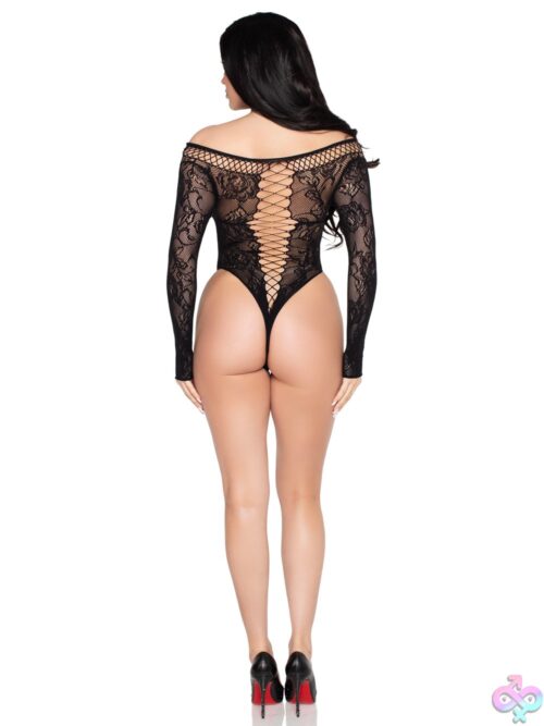 Net And Lace Crotchless Teddy - Image 2
