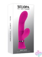 Next Wave dual rabbit vibrator in pink with wavy textured shafts by Selopa