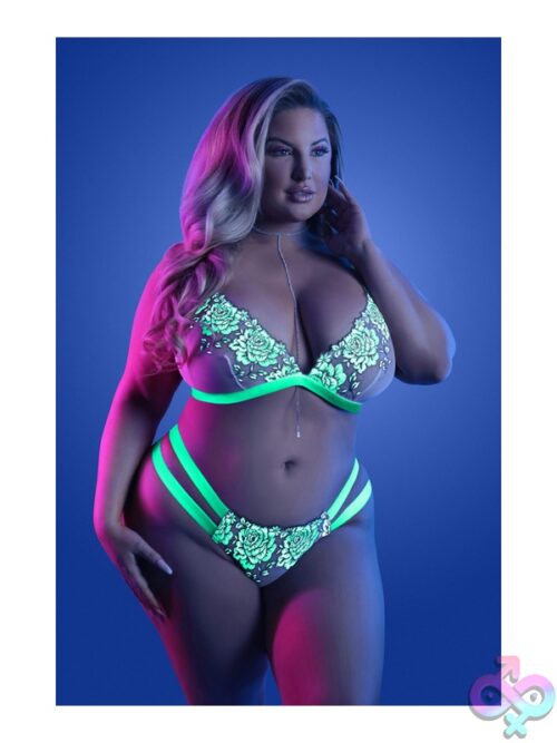 Night Vision Glow-In-The-Dark Bralette &Amp; Cage Panty Set – Queen Size - Image 2
