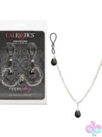 Non-piercing silver metal nipple chain jewelry with onyx accent by California Exotic Novelties