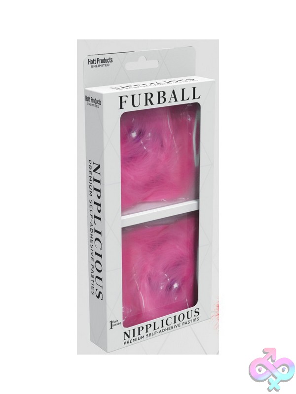 Discreet-Toys-Nipplicious-Furball-Pasties-Pink-Nu-Hp-3454 Flirty Pink Furball Nipple Pasties By Hott Products Shown Against Neutral Background