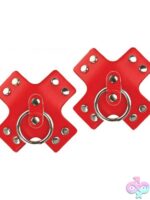 Nipplicious Seducer Leather Pasties with Ring – Red - Image 2