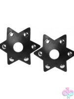 Nipplicious Star Pasties with Studs & Nipple Hole – Black - Image 2