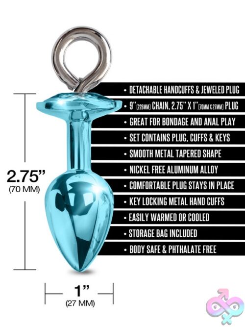 Nixie Metal Butt Plug &Amp; Furry Cuff Set – Blue - Image 3