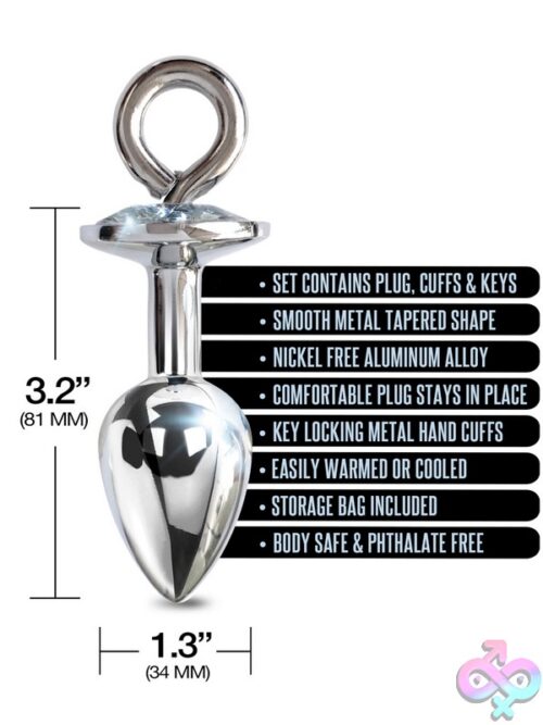 Nixie Metal Butt Plug &Amp; Furry Cuff Set – Silver - Image 3