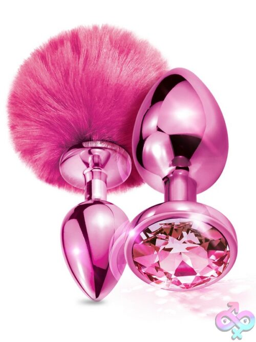Nixie Metal Butt Plug Set With Pink Pom Pom Tail &Amp; Jewel Inlay - Image 2