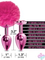 Nixie Metal Butt Plug Set with Pink Pom Pom Tail & Jewel Inlay - Image 3