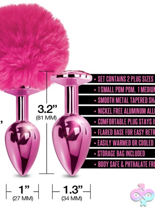 Nixie Metal Butt Plug Set With Pink Pom Pom Tail &Amp; Jewel Inlay - Image 3