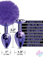 Nixie Metal Butt Plug Set with Pom Pom Tail and Jewel Inlay – Purple Metallic - Image 3