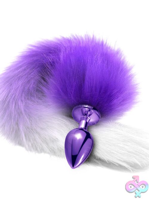 Nixie Metal Butt Plug With Faux Fur Ombre Tail – Medium Purple - Image 2