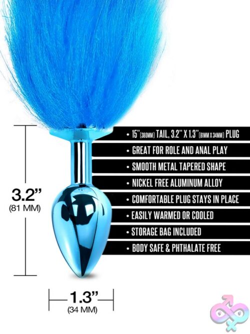 Nixie Metal Butt Plug With Ombre Tail – Blue Metallic - Image 3