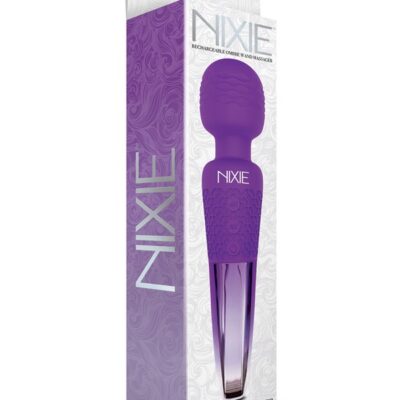 Purple ombre rechargeable wand massager with bendable silicone neck and metallic finish