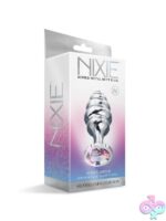 Nixie ribbed stainless steel honey dipper butt plug in silver shown in medium and large sizes