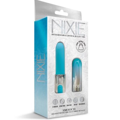Blue ombré rechargeable lipstick bullet vibrator with silicone tip by Nixie